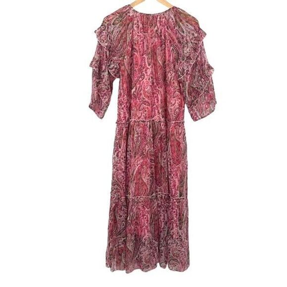 Debbie Katz Mariah Midi Dress Pink Oversized paisley chiffon NWOT Medium - Picture 4 of 8